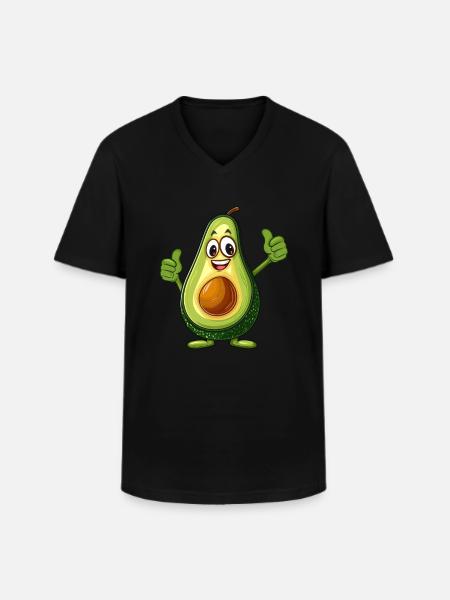 Cheerful avocado with thumbs up - Men's V-Neck T-Shirt - black