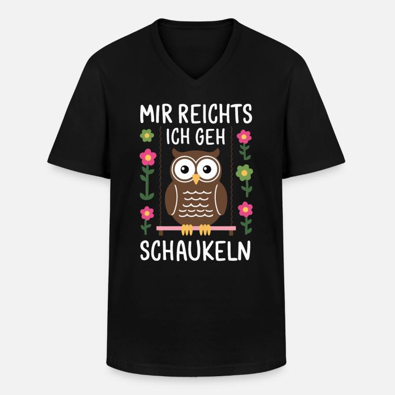 Nachteule Eule Eulen Vogel - Männer-T-Shirt mit V-Ausschnitt - Schwarz