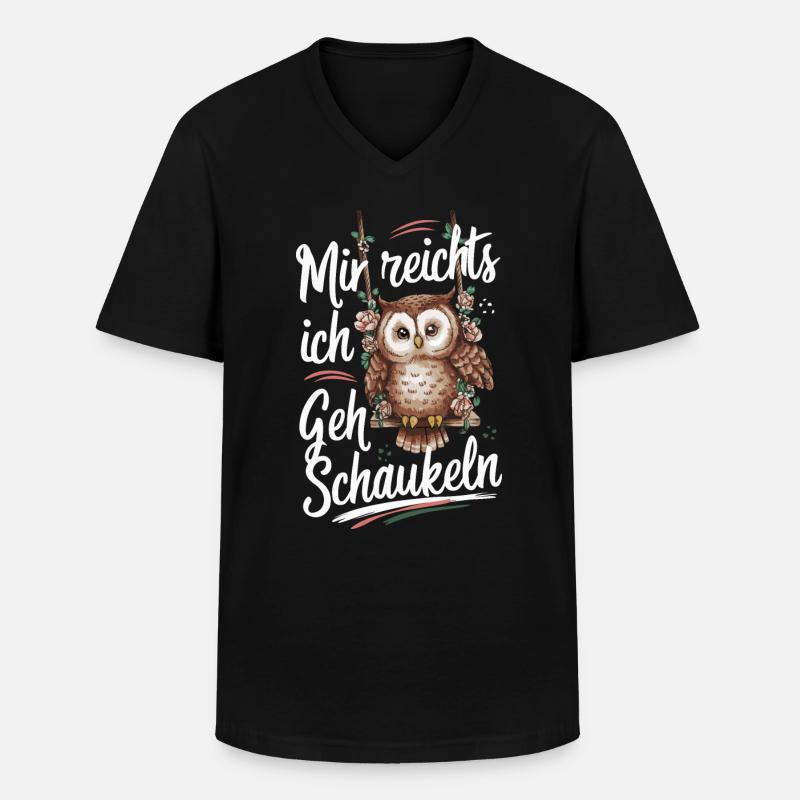Nachteule Eule Eulen Vogel - Männer-T-Shirt mit V-Ausschnitt - Schwarz