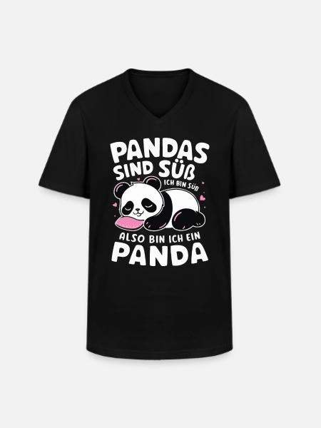 Panda Panda Bear Pandas - Men's V-Neck T-Shirt - black