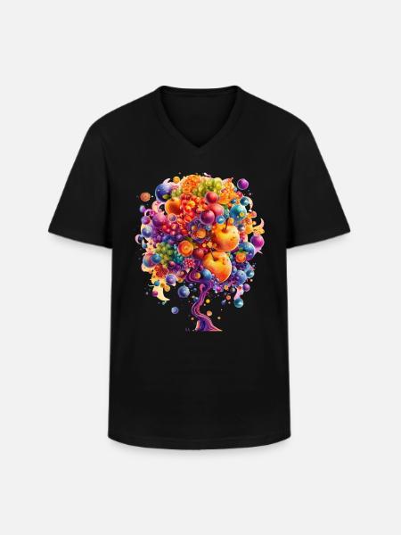 Bunte Weltenbaum Explosion - Männer-T-Shirt mit V-Ausschnitt - Schwarz