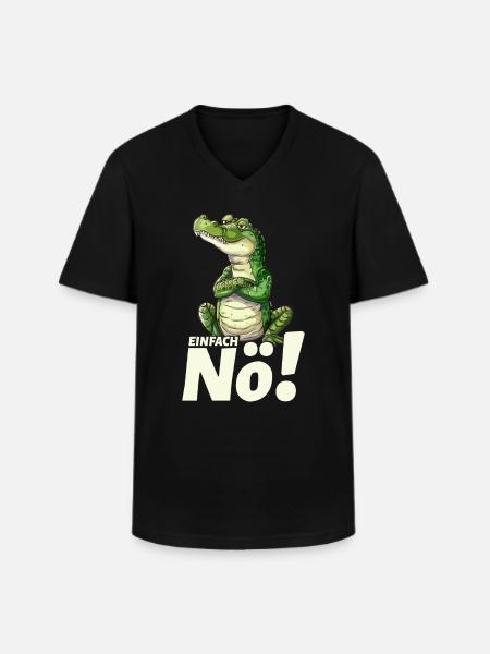 Crocodile with simply nope saying - Men's V-Neck T-Shirt - black