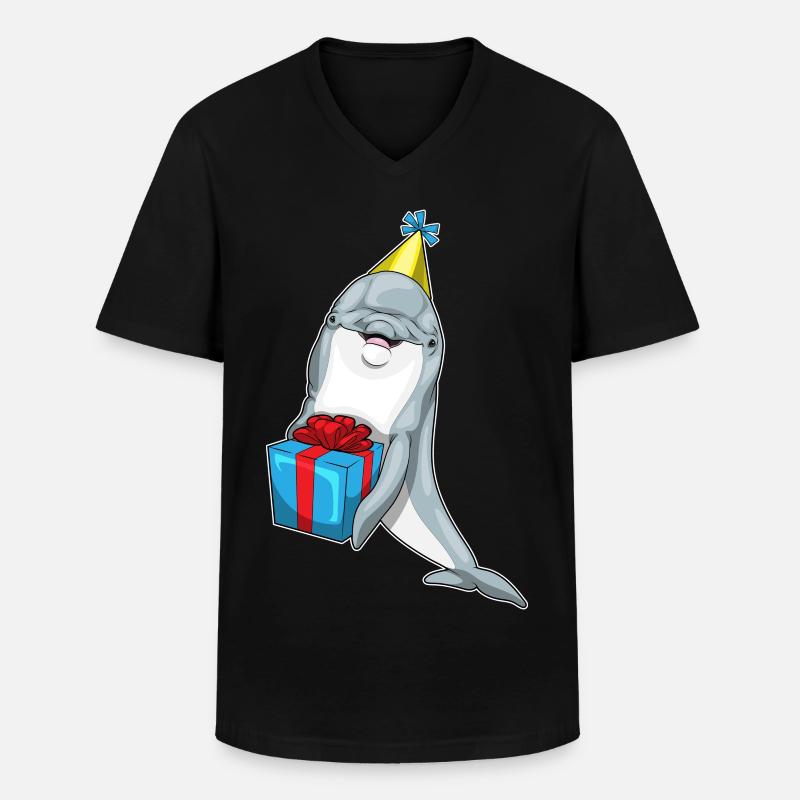 Dolphin Birthday Package - Men's V-Neck T-Shirt - black