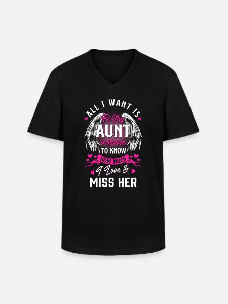 Aunt in Heaven - Men's V-Neck T-Shirt - black