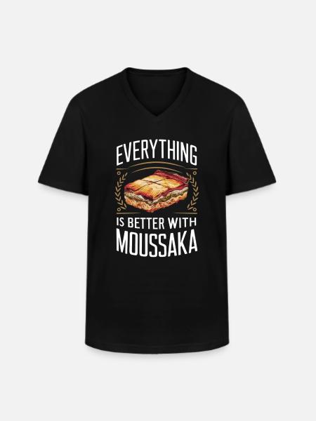 Everything Is Better With Moussaka - Men's V-Neck T-Shirt - black