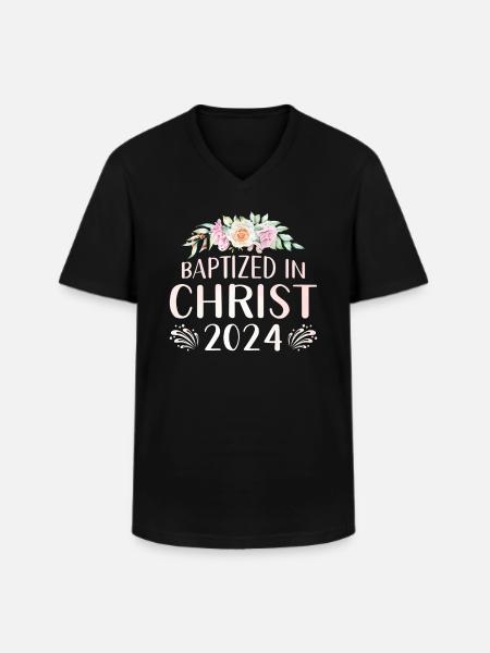 Baptized In Christ 2024 - Men's V-Neck T-Shirt - black