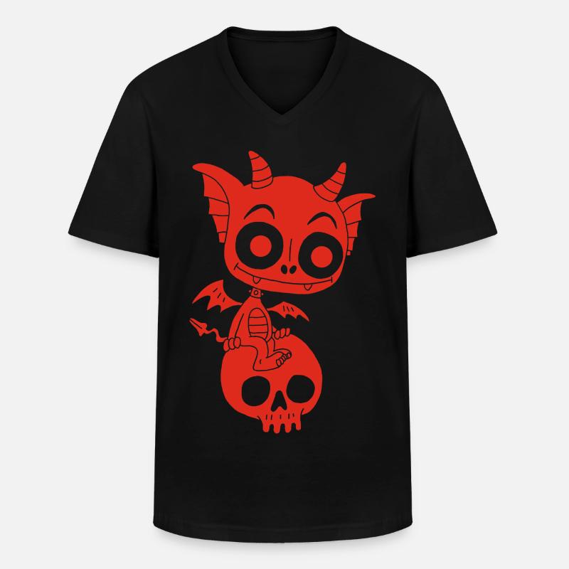 Kleiner roter Dämon ruht - Männer-T-Shirt mit V-Ausschnitt - Schwarz