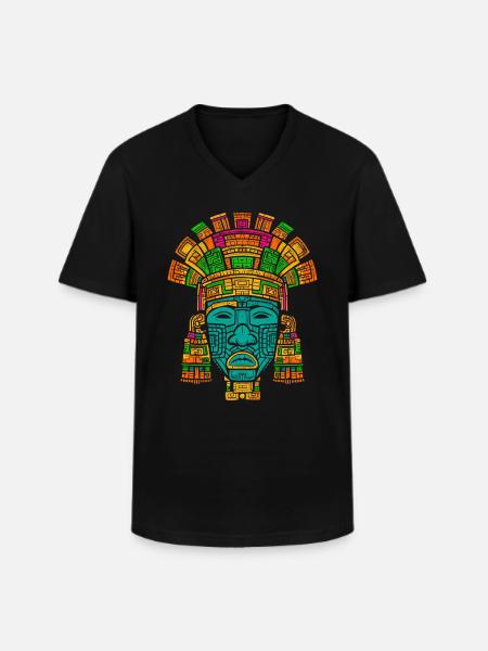 Aztec God Ancient Mythology Tlaloc - Men's V-Neck T-Shirt - black