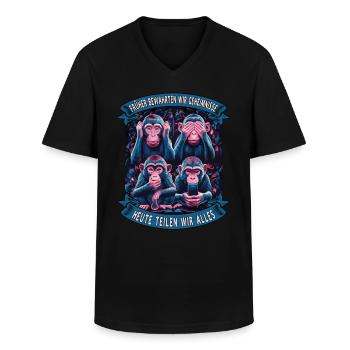 lustiger weise Affen Spruch Handy social media - Männer-T-Shirt mit V-Ausschnitt - Schwarz - Vorne - AI Model Male 178 dark (178cm)