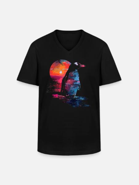 Penguin Baby Bird Chick - Men's V-Neck T-Shirt - black