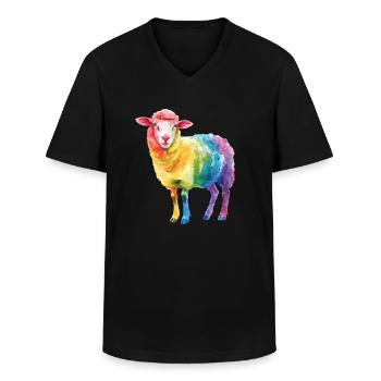 Berger Mouton Ferme Animal Mouton Arc-en-ciel - T-shirt col V Homme - noir - Devant - AI Model Male 178 dark (178cm)