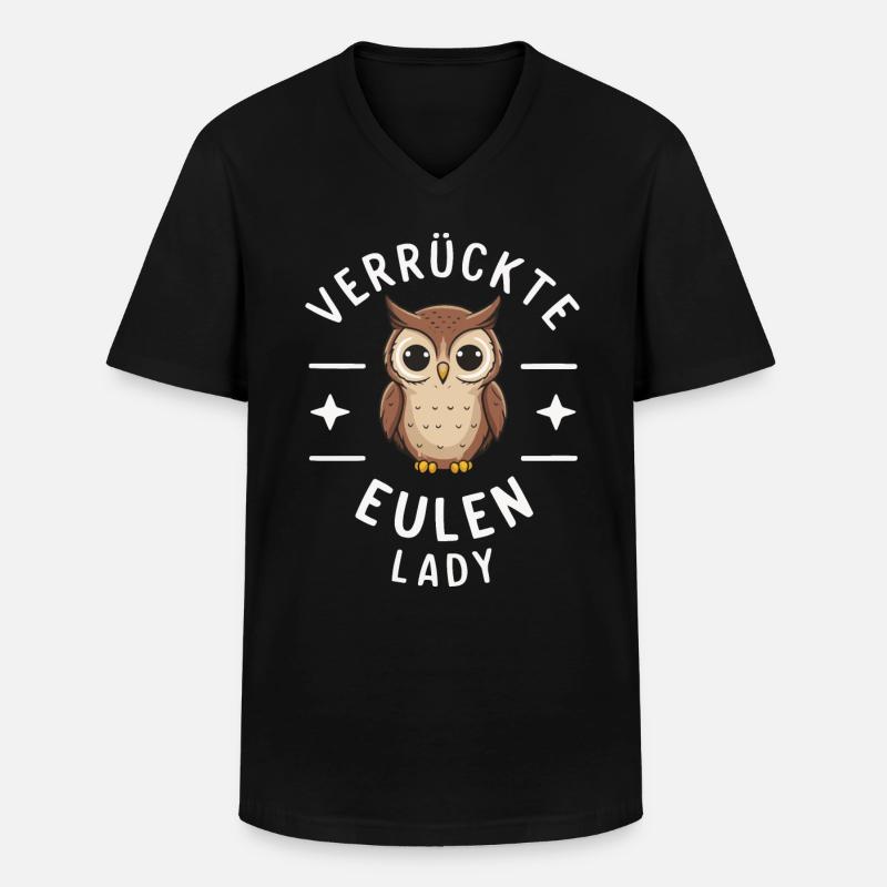 Nachteule Eule Eulen Vogel - Männer-T-Shirt mit V-Ausschnitt - Schwarz