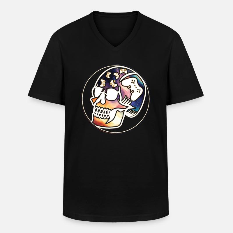 Play Controller Gaming Skull Controller - Men's V-Neck T-Shirt - black