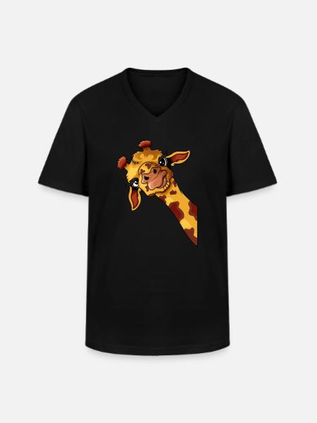 Afrika Ferie Steppe Giraf Børn Elsker - Klassisk herre T-shirt med V-udskæring - sort