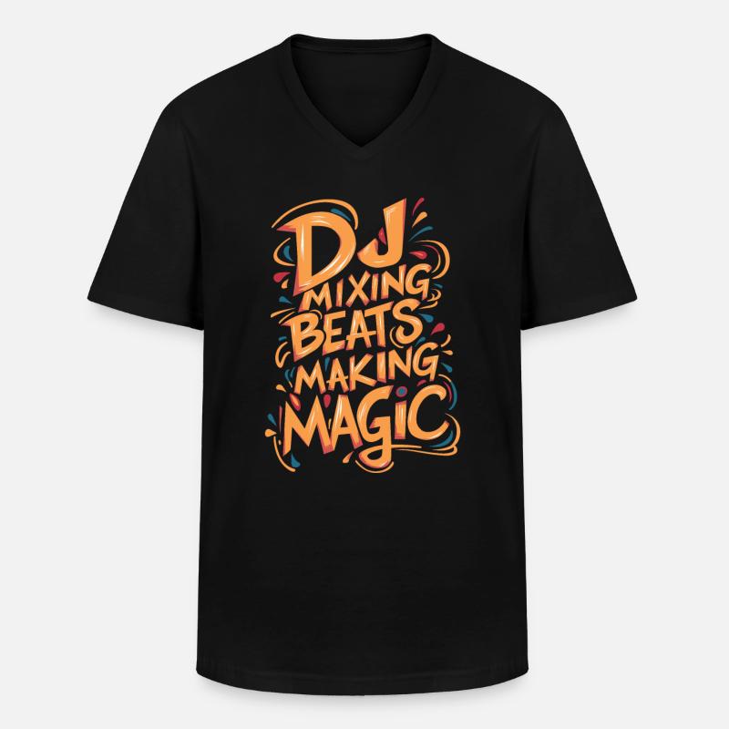 DJ Mixing Beats Making Magic - Männer-T-Shirt mit V-Ausschnitt - Schwarz