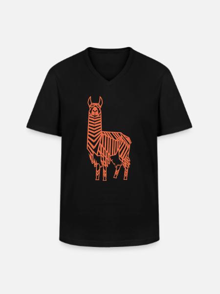 Abstract Llama Geometric Line Art - Men's V-Neck T-Shirt - black