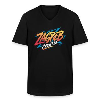 Zagreb Croatia Souvenir - Men's V-Neck T-Shirt - black - Front - AI Model Male 178 dark (178cm)