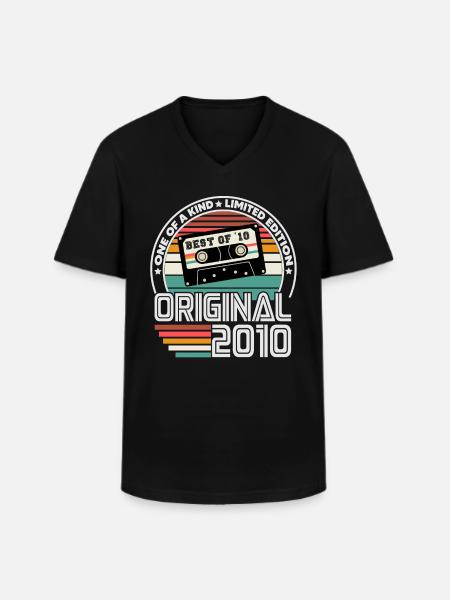 Original 2010 Vintage Retro fødselsdagsgave - Klassisk herre T-shirt med V-udskæring - sort