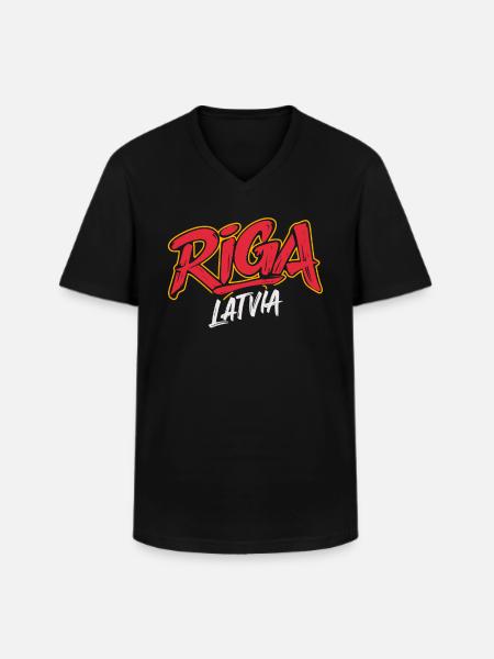 Riga Latvia Souvenir - Men's V-Neck T-Shirt - black