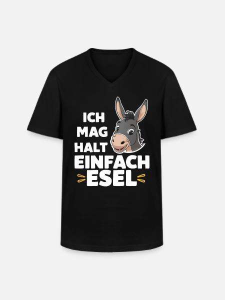 Esel Eselchen Maultier Muli - Männer-T-Shirt mit V-Ausschnitt - Schwarz