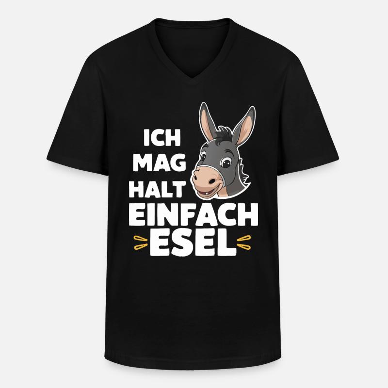 Esel Eselchen Maultier Muli - Männer-T-Shirt mit V-Ausschnitt - Schwarz