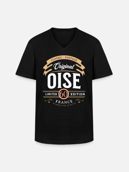 Oise Department France - Men's V-Neck T-Shirt - black