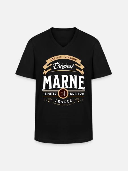 Marne Department France - Men's V-Neck T-Shirt - black