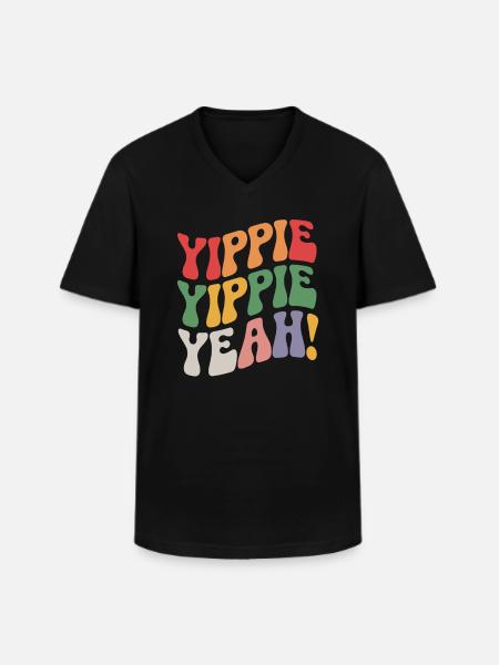 Jippie, Jippie, ja - Klassiek mannen T-shirt met V-hals - zwart