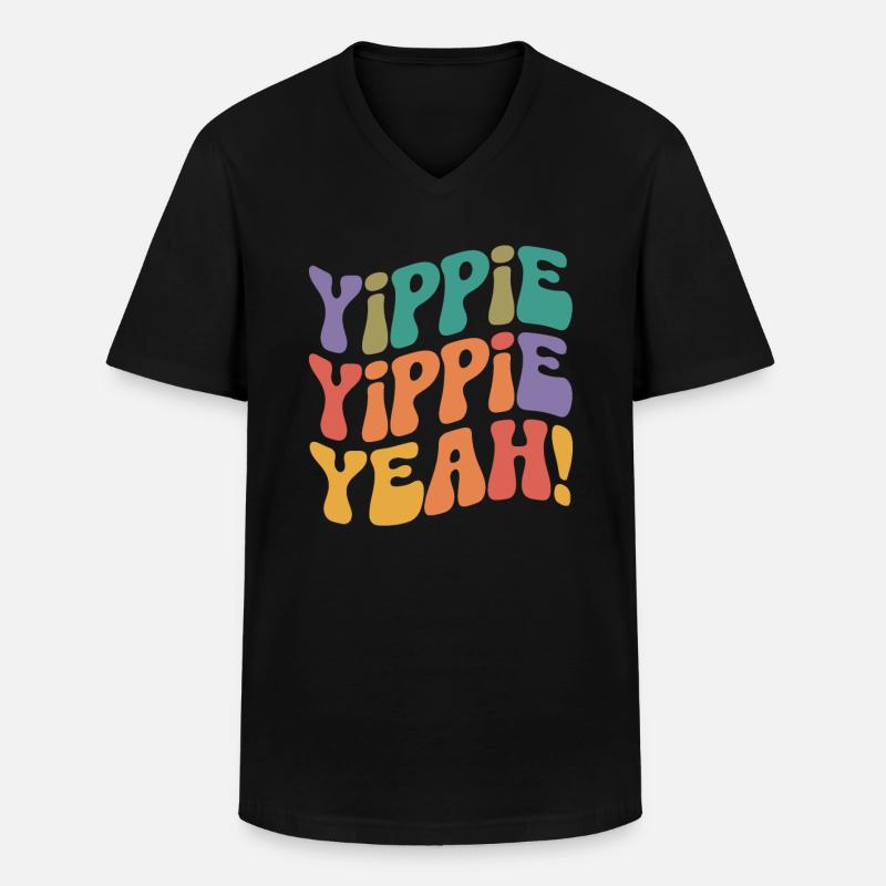 Yippie Yippie Yeah - Männer-T-Shirt mit V-Ausschnitt - Schwarz