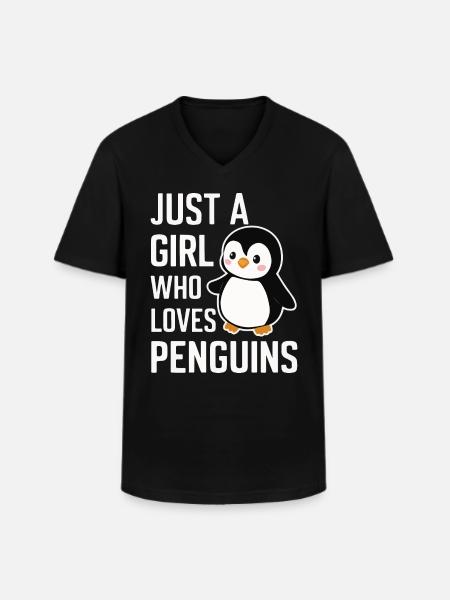 Penguin Penguins Animal - Men's V-Neck T-Shirt - black