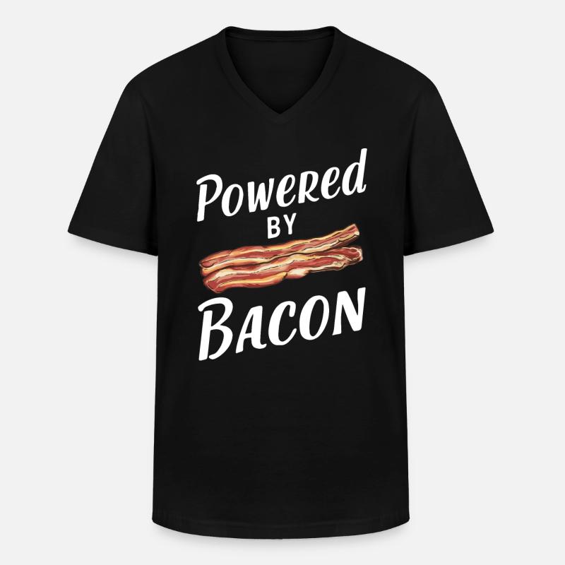 Bacon Frühstück Speck - Männer-T-Shirt mit V-Ausschnitt - Schwarz