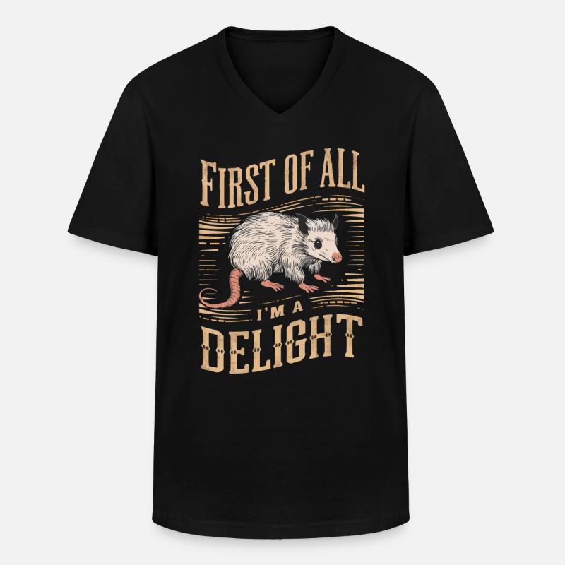 Opossum Possum Tier - Männer-T-Shirt mit V-Ausschnitt - Schwarz
