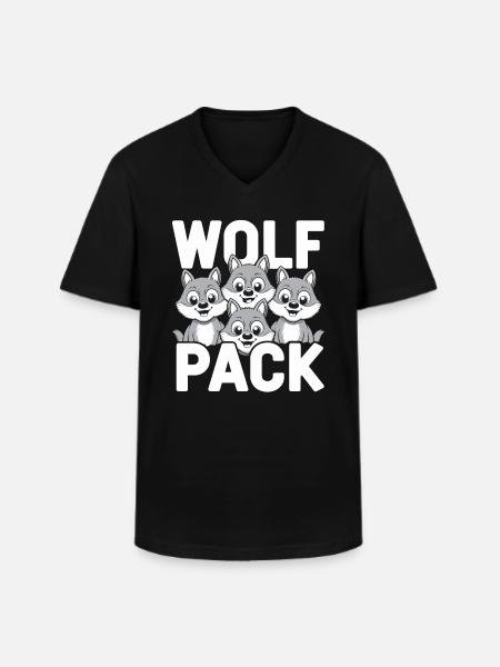 Wolf Group Design Wolf Pack - Men's V-Neck T-Shirt - black