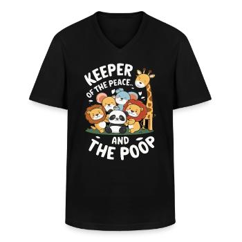Animaux du zoo Gardien de zoo - T-shirt col V Homme - noir - Devant - AI Model Male 178 dark (178cm)
