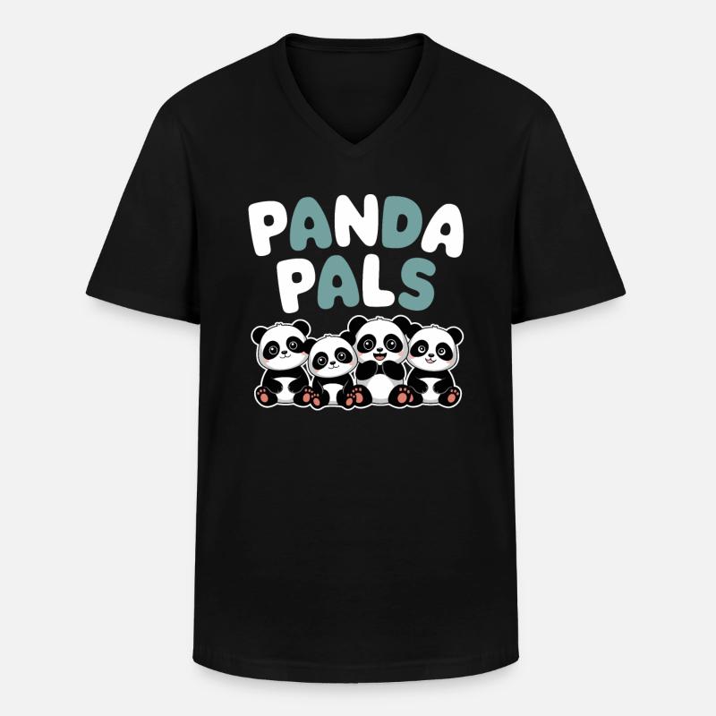 Panda Group Design Panda Pals - Men's V-Neck T-Shirt - black