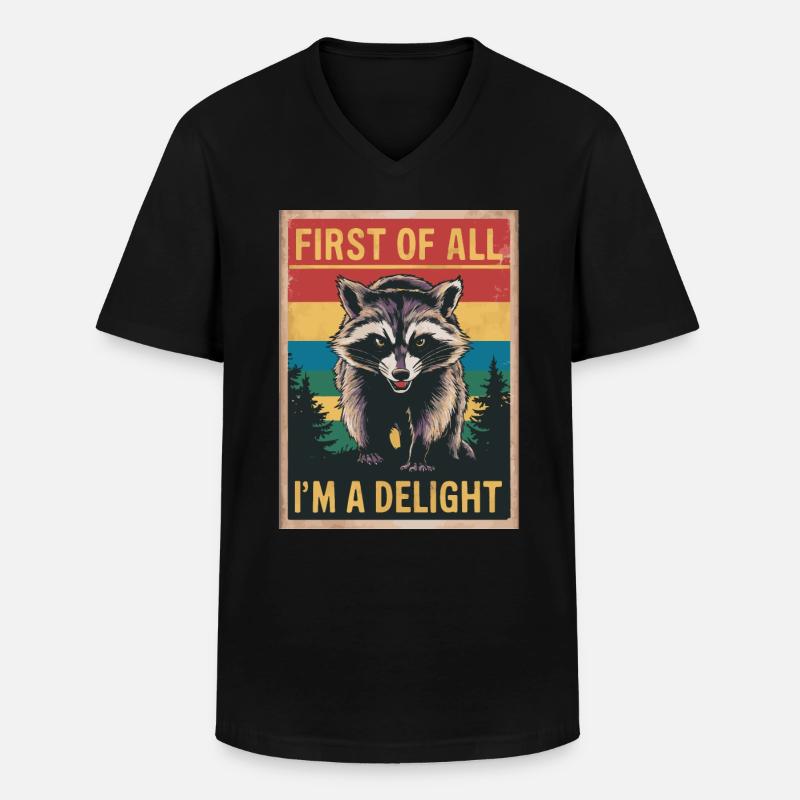 Waschbär - Männer-T-Shirt mit V-Ausschnitt - Schwarz