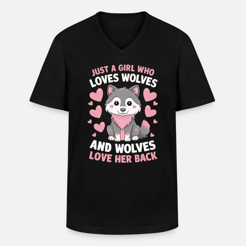 Wolf Wölfe Tier Jaulen - Männer-T-Shirt mit V-Ausschnitt - Schwarz
