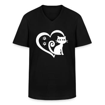 La vie est meilleure avec les chats - T-shirt col V Homme - noir - Devant - AI Model Male 178 dark (178cm)