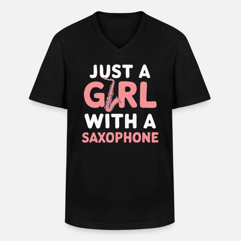 Saxophon Saxofon - Männer-T-Shirt mit V-Ausschnitt - Schwarz