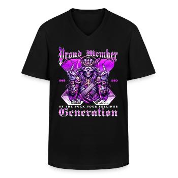 Skull Rock Humor Generation X - Männer-T-Shirt mit V-Ausschnitt - Schwarz - Vorne - AI Model Male 178 dark (178cm)