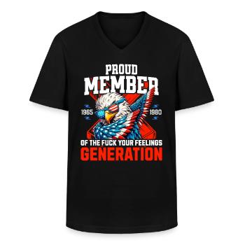 Eagle USA Humor Generation X - Männer-T-Shirt mit V-Ausschnitt - Schwarz - Vorne - AI Model Male 178 dark (178cm)