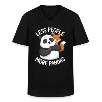 Moins de gens, plus de pandas, dicton humoristique - T-shirt col V Homme - noir - Devant - AI Model Male 178 dark (178cm)