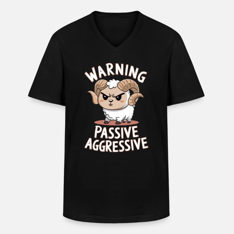 Warning Passive Aggressive - Männer-T-Shirt mit V-Ausschnitt - Schwarz