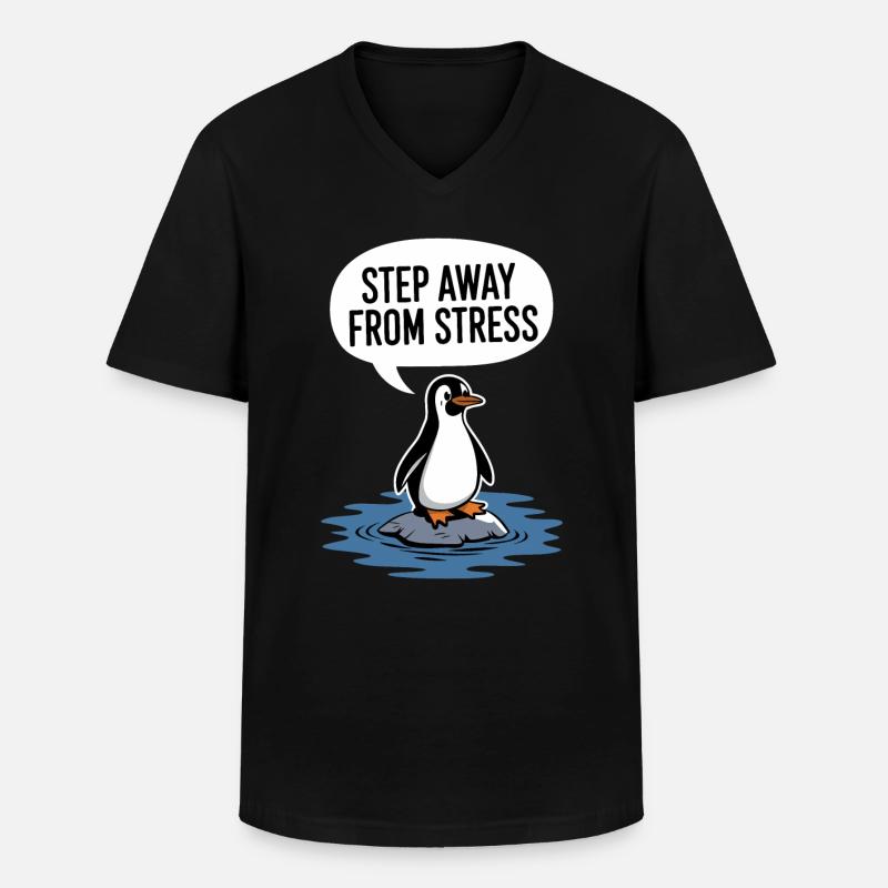 Pinguin: Einfach Mal Abschalten - Männer-T-Shirt mit V-Ausschnitt - Schwarz