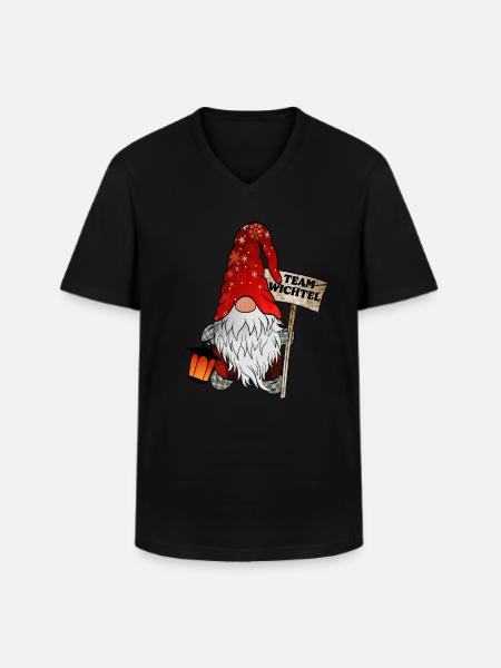 Wichtel Team Weihnachtsgnom - Männer-T-Shirt mit V-Ausschnitt - Schwarz