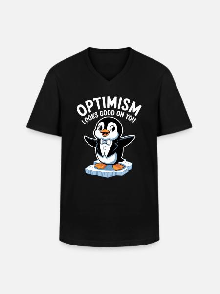Optimism suits you well Penguin - Men's V-Neck T-Shirt - black