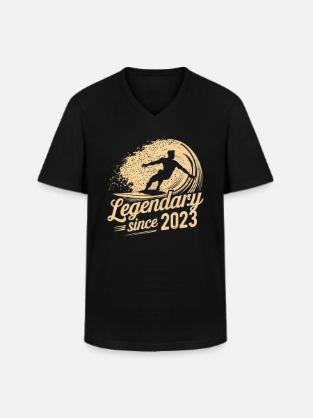 Legendary since 2023 Birthday Surfer - Men's V-Neck T-Shirt - black