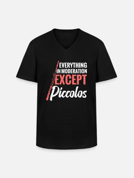 Everything in moderation except piccolos - Men's V-Neck T-Shirt - black