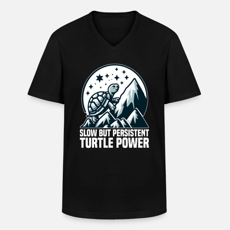 LANGSAME, ABER AUSDAUERNDE TURTLE-POWER - Männer-T-Shirt mit V-Ausschnitt - Schwarz