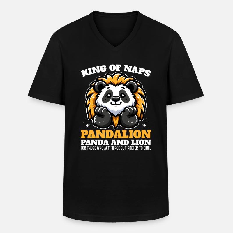 KÖNIG DER NICKERCHEN - PANDALION - Männer-T-Shirt mit V-Ausschnitt - Schwarz